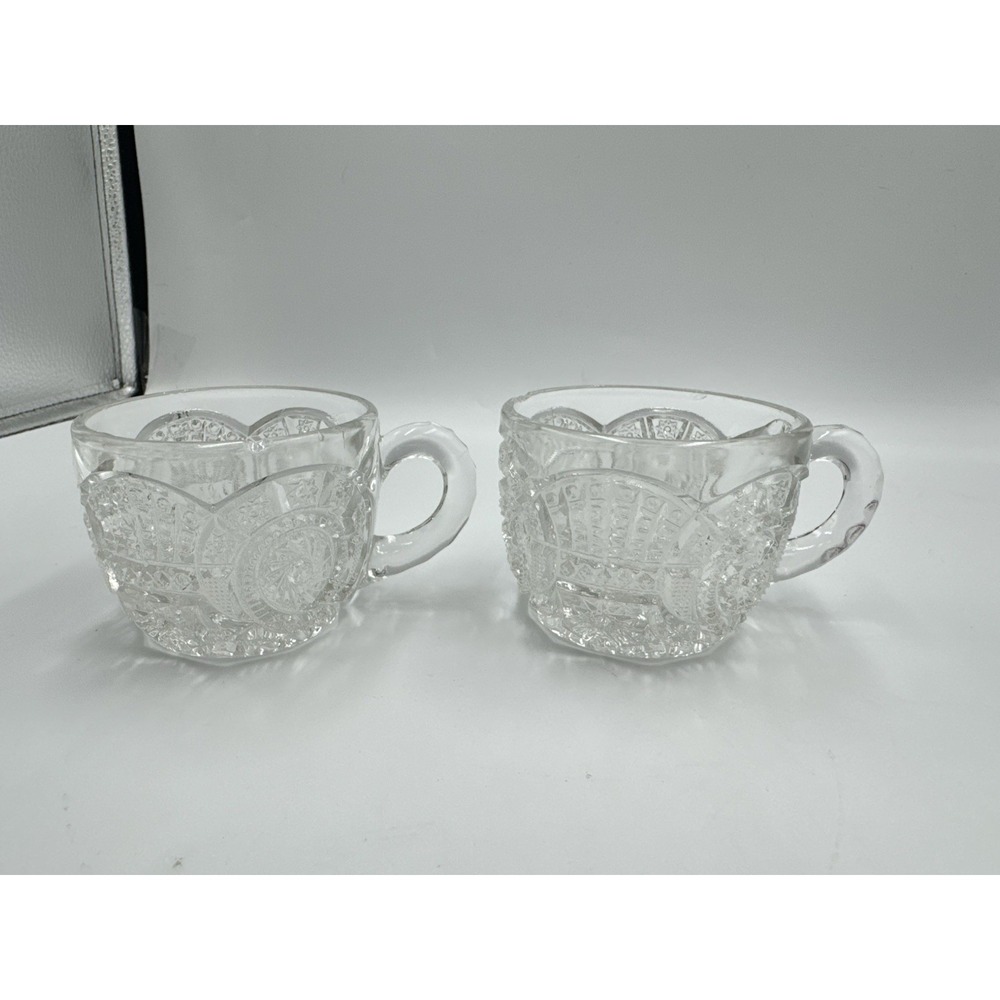 Antique Victorian Vintage Glass Set Of 2 Cups 1900s